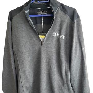 Nike men’s grey size small zippered jersey with Ivey embroidered logo. New.